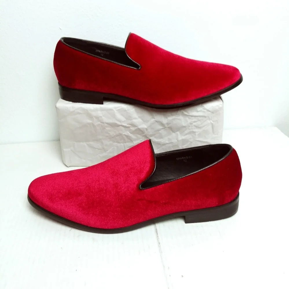 Alberto Fellini Sparko Size 12 Men's Loafers Shoes Red Velour